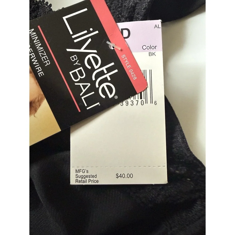 Lilyette By Bali Shaping Minimizer Comfort Lace Underwire Bra 36D Black 0428 NWT